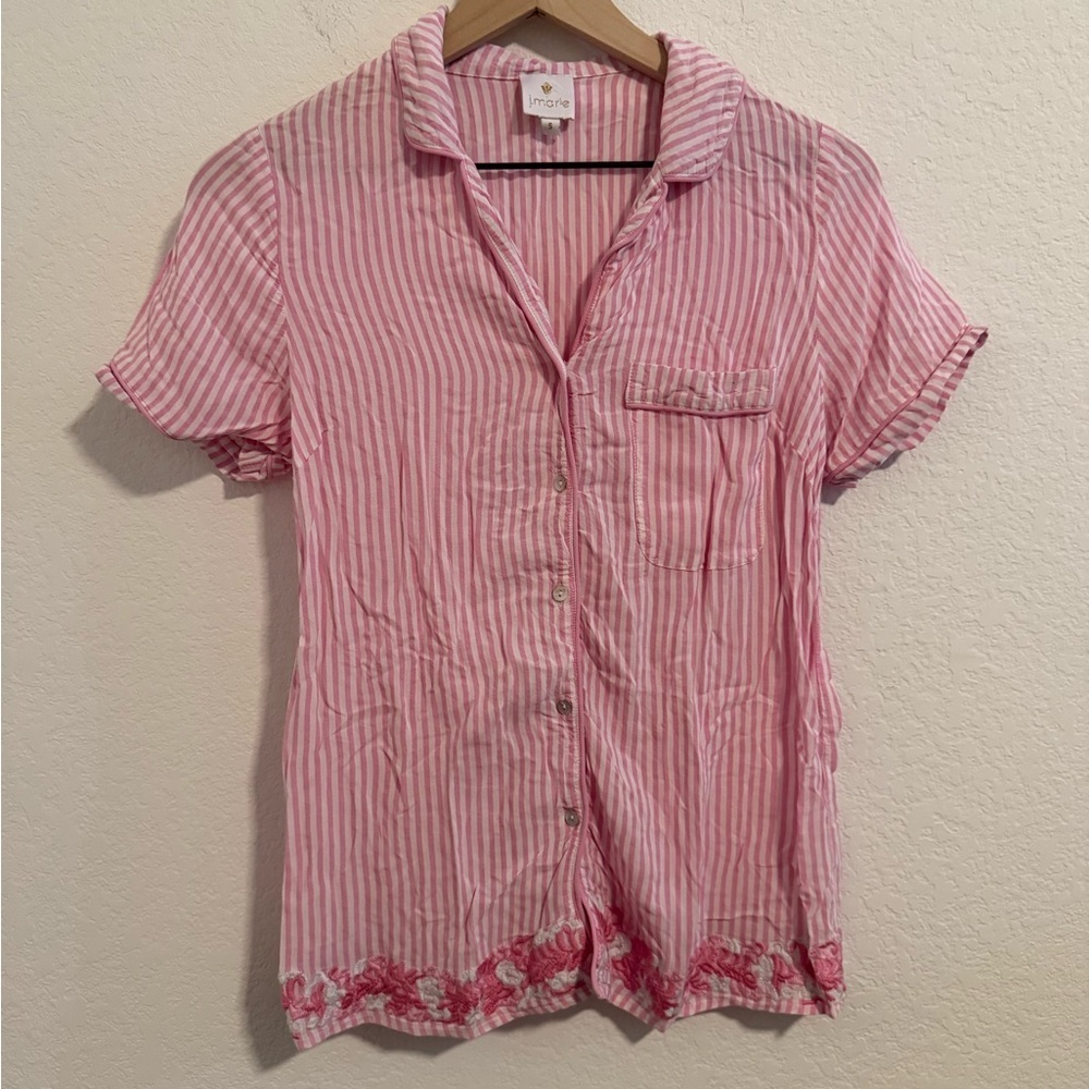 J. Marie// EUC Pink Striped Women's Pajama Set